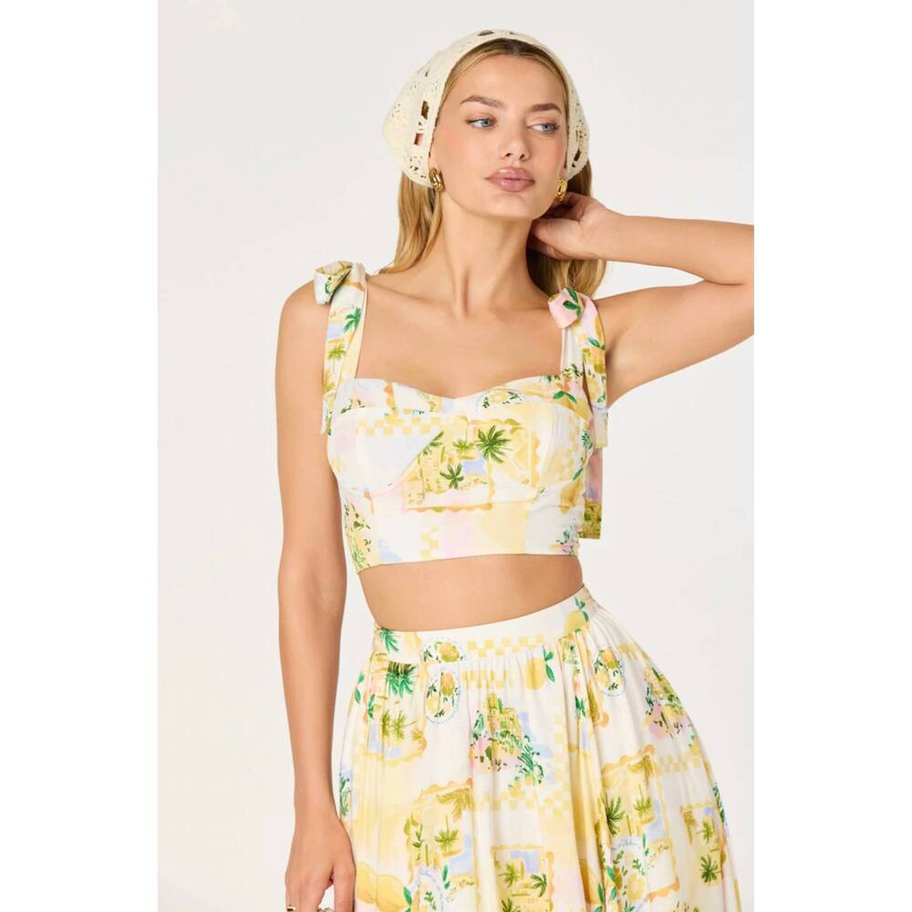 NEW ASTR kaleigh top and midi skirt set in yellow - Picture 3 of 4